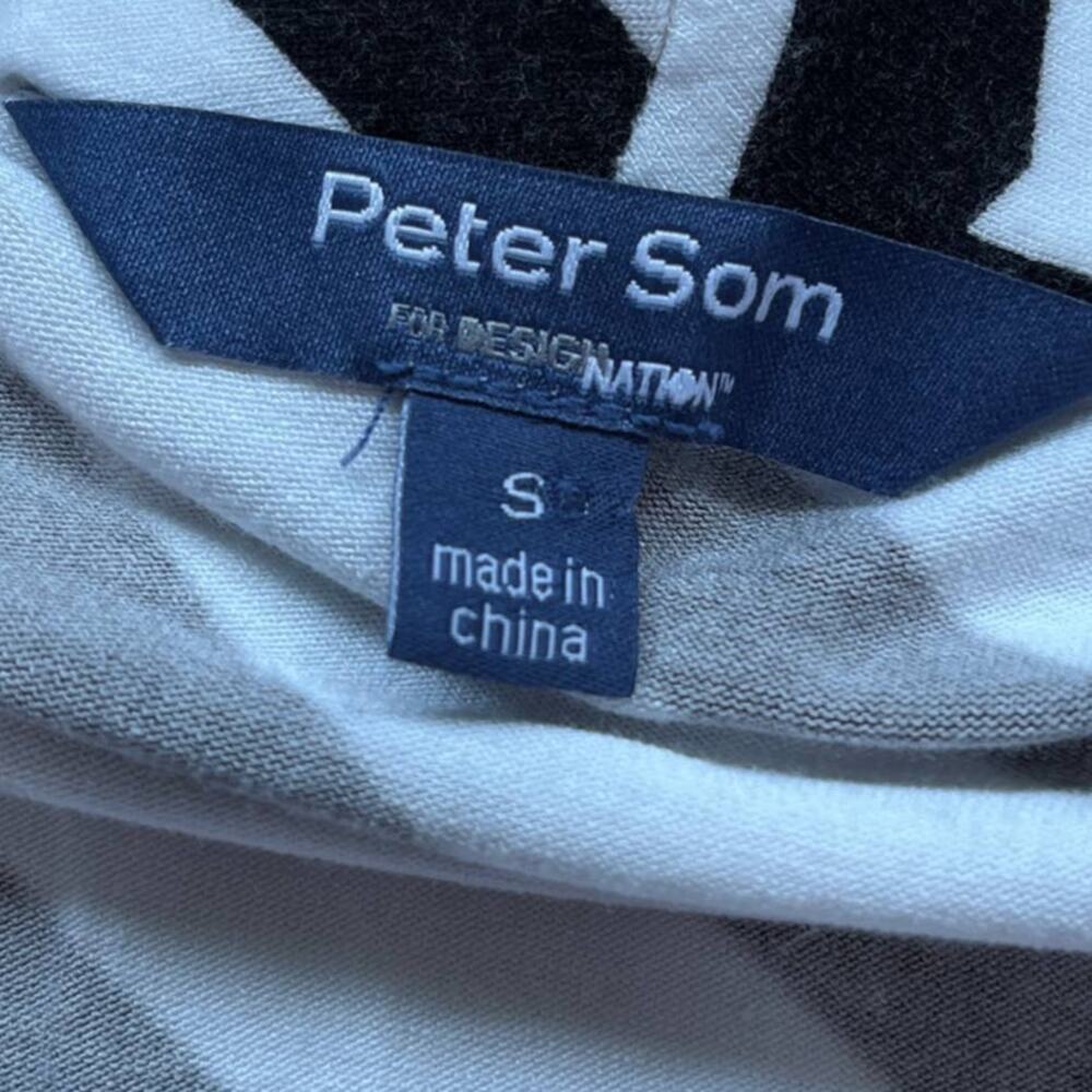 Peter Som Black White Contrast Stripe Faux Wrap Sleeveless Knit Top S - Picture 10 of 14